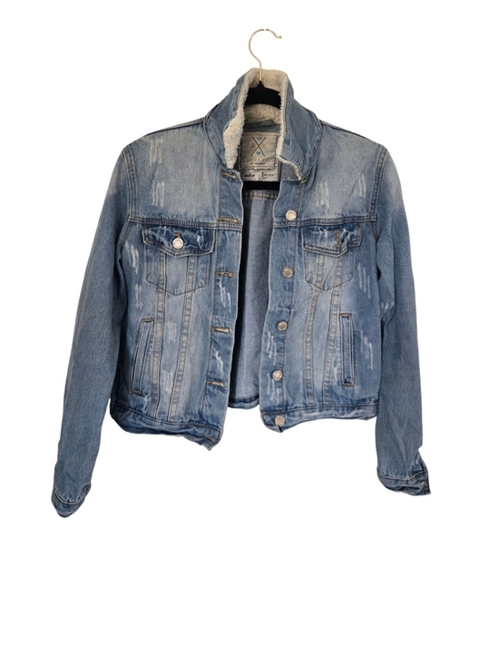 Angel Kiss Jackets & Blazers - Angel Kiss Light Blue Jean Jacket with Sherpa Lining